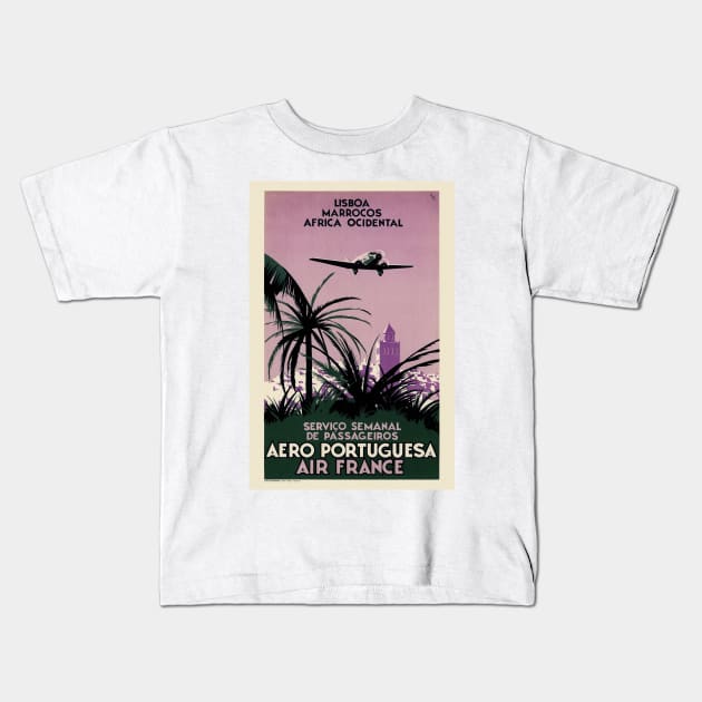 Aero Portuguesa Vintage Travel Poster 1938 Kids T-Shirt by vintagetreasure